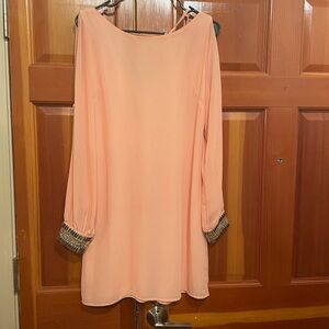 Soft peach sherbet long sleeve dress